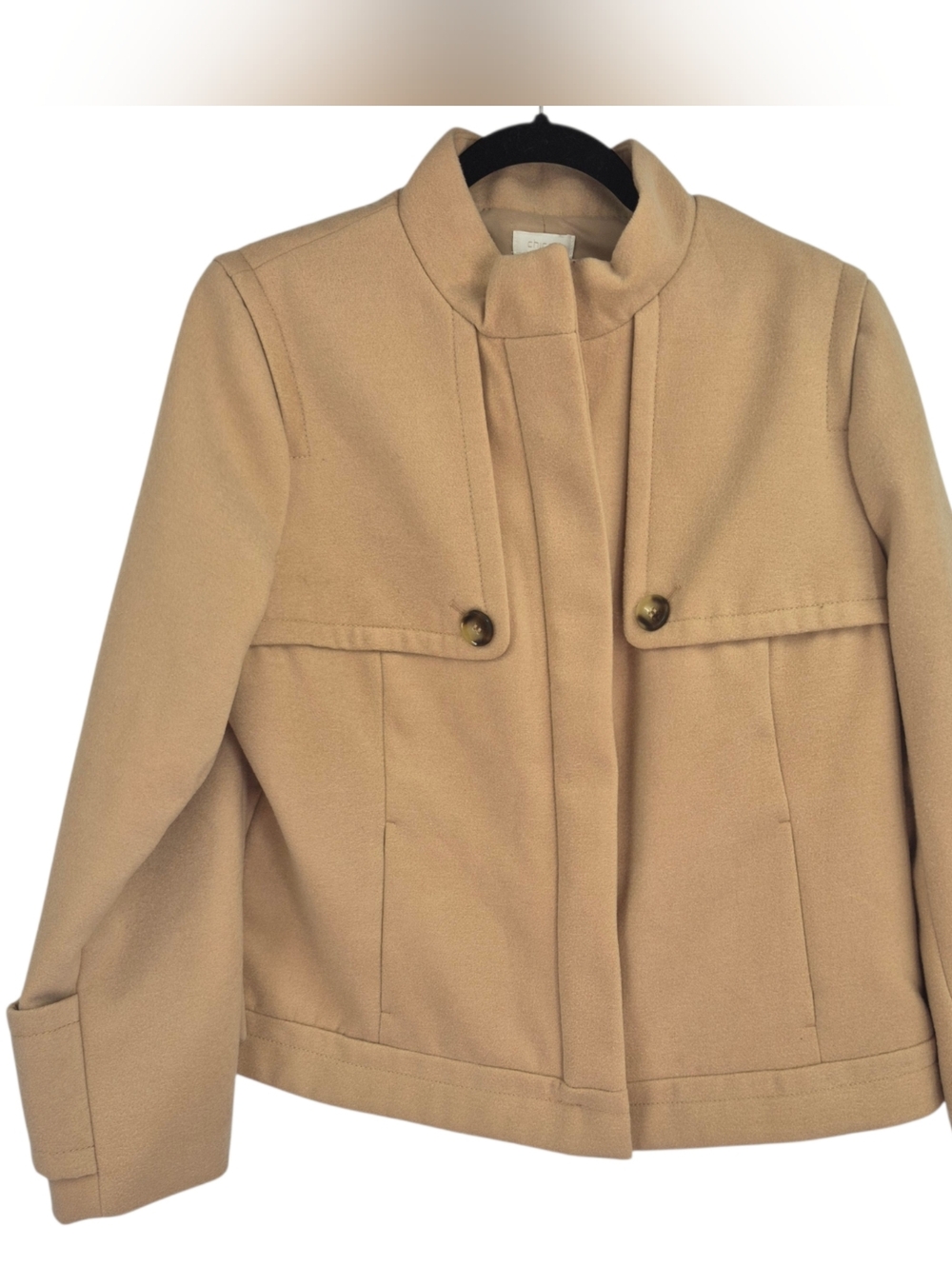 Chico's Size 2 Large Tan Beige Lined Coat Jacket